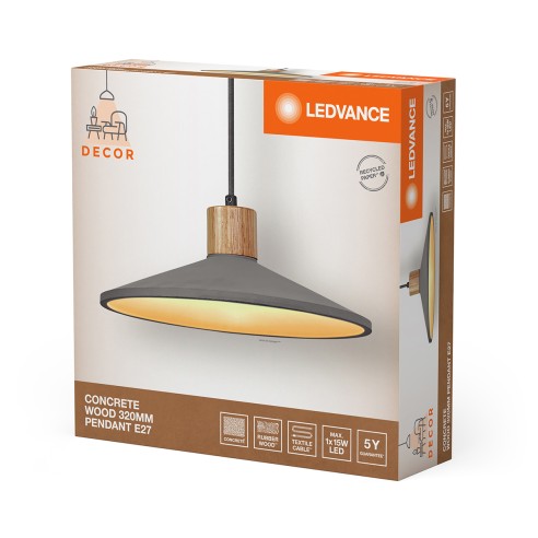 Lampadario in gesso Ledvance Decor Concrete Wood dark grey, E27