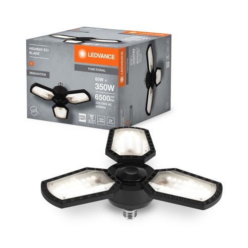 Plafoniera con pannelli orientabili Ledvance Highbay Blade nero