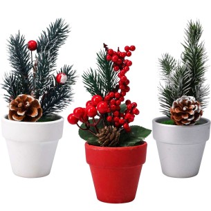 Decorazione natalizia piantina con vaso in ceramica H16 cm assortito H&S ANM222740