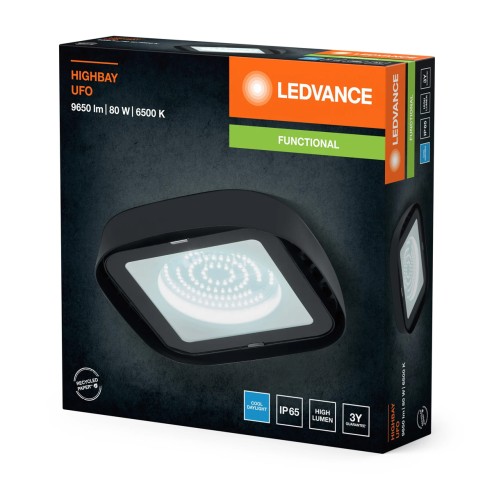 Plafoniera Ledvance Highbay Ufo 80W, IP65, nero