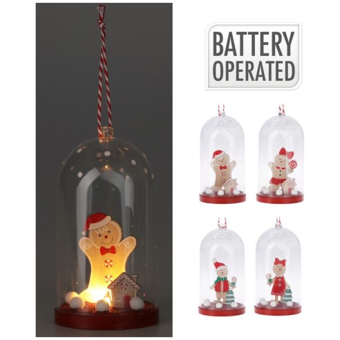 Campana di vetro cookie pan di zenzero LED H13 cm assortito H&S GR9120150