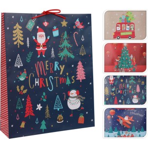 Borsa regalo Natale sacchetto carta 33x41 cm assortito H&S ABD110620