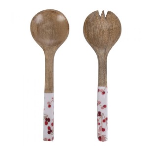 Set 2 posate a servire in legno di mango