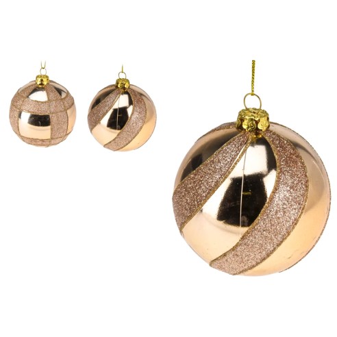 Pallina di Natale sfera champagne glitterato Ø8 cm assortito H&S CAA813580