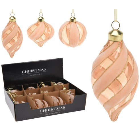 Pallina di Natale sfera in vetro oro velluto Ø 8 - 12 cm assortito H&S ABR822400