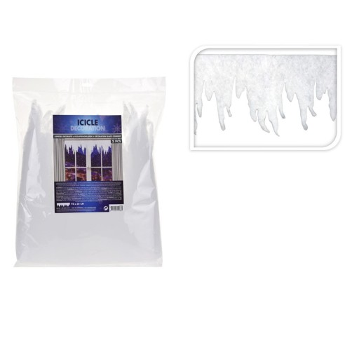 Decorazione natalizia stalattite effetto neve 98x30 cm 2pz H&S AAY003010