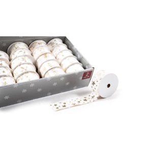 Nastro regalo in tessuto bianco oro 2,5 cm x 2,7 m assortito Mercury 37866