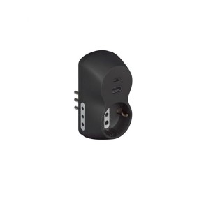 Adattatore B3 con USB C USB A e 3 prese 10A Bticino S3613GAC