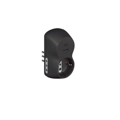 Adattatore B3 con USB C USB A e 3 prese 10A Bticino S3613GAC