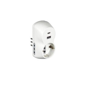Adattatore B3 con USB C USB A e 3 prese 10A Biticino S3613DAC
