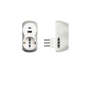 Adattatore B3 con USB C USB A e 3 prese 10A Biticino S3613DAC 2
