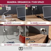 Multipresa da incasso Quadra con 4 schuko P40 per scatole 3 moduli cartongesso muratura 22105