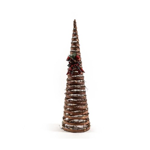 Albero cono con luci LED in rattan e metallo con fiocco H80 cm Mercury 27027