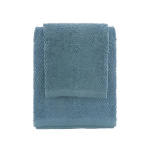 Set 2 asciugamani bagno viso e ospite cotone blu pastello 2