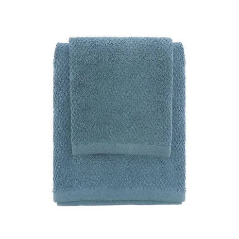 Set 2 asciugamani bagno viso e ospite cotone blu pastello