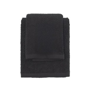 Set 2 asciugamani viso e ospite cotone nero 2