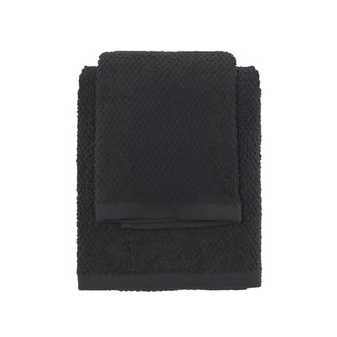 Set 2 asciugamani viso e ospite cotone nero