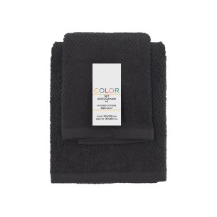 Set 2 asciugamani viso e ospite cotone nero