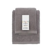 Set 2 asciugamani viso e ospite cotone grigio