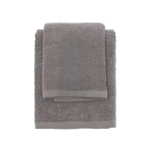 Set 2 asciugamani viso e ospite cotone grigio