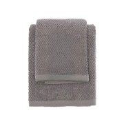 Set 2 asciugamani viso e ospite cotone grigio