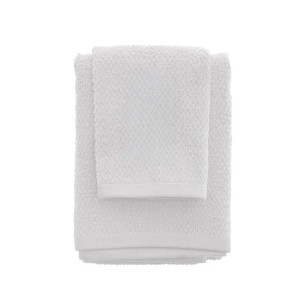 Set 2 asciugamani viso e ospite cotone bianco 2
