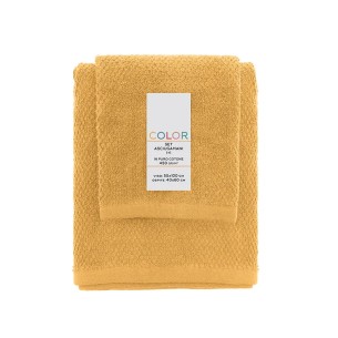 Set 2 asciugamani viso e ospite cotone giallo Feridras