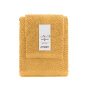 Set 2 asciugamani viso e ospite cotone giallo Feridras