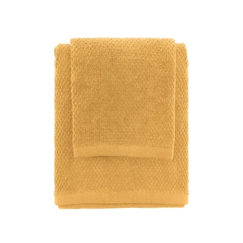 Set 2 asciugamani viso e ospite cotone giallo Feridras