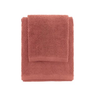 Set 2 asciugamani viso e ospite cotone rosso mattone Feridras 2