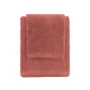Set 2 asciugamani viso e ospite cotone rosso mattone Feridras