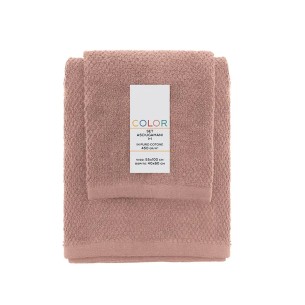 Set 2 asciugamani viso e ospite cotone rosa Feridras