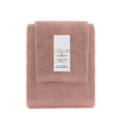 Set 2 asciugamani viso e ospite cotone rosa Feridras