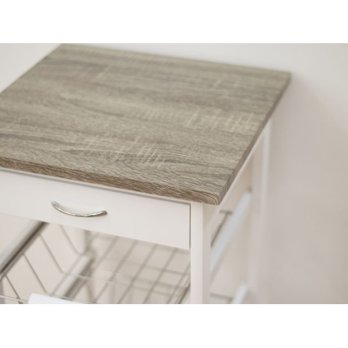 Carrello cucina in legno bianco