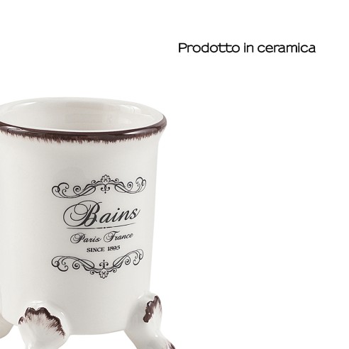 Gedy Amelie bicchiere portaspazzolini ceramica bianco