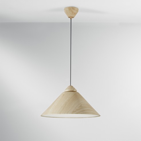 Lampadario Bigbang beige/bianco E27, Ø49 cm effetto legno