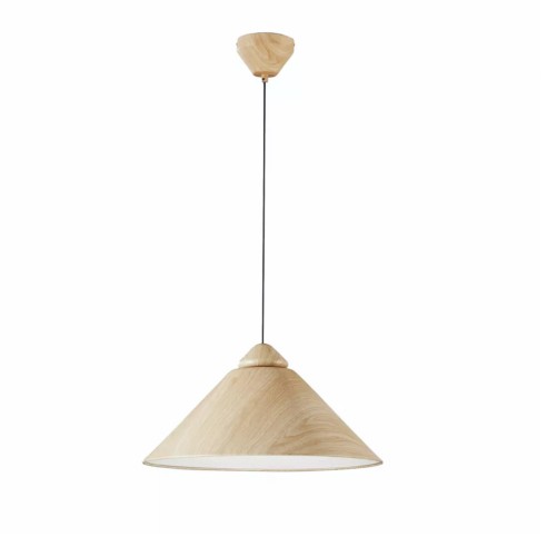 Lampadario Bigbang beige/bianco E27, Ø49 cm effetto legno