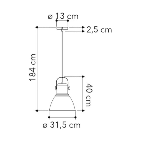 Lampadario industriale Legend metallo bianco, dimensioni