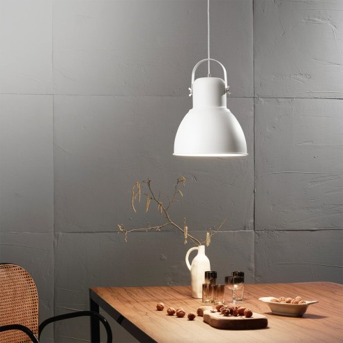 Lampadario industriale Legend metallo bianco, E27