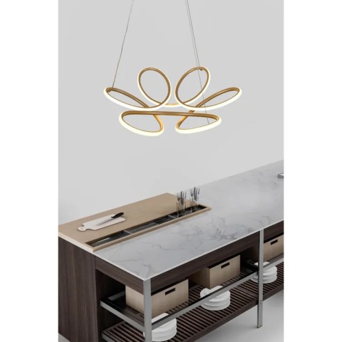 Lampadario a sospensione Led design Fiore Champagne, Ø 58cm, 3050 lumen