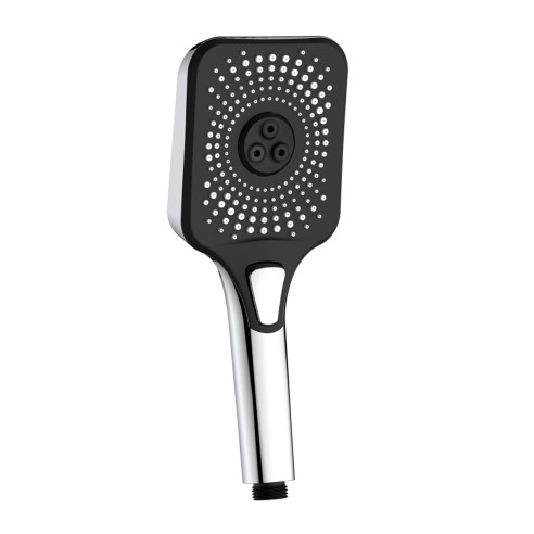 Doccia Vortex square ABS cromo/nero, anticalcare, 3 getti idro-bric