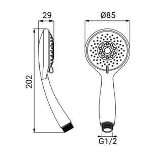 Doccia Mali ABS cromato anticalcare a 3 getti Idro-Bric 2