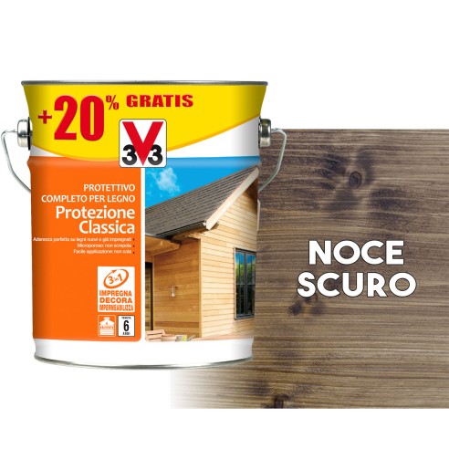 Protettivo completo per legno a solvente protezione classica impregnante legno esterno 3L Noce scuro satinato 3153895127691