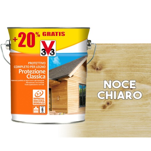 Protettivo completo per legno a solvente protezione classica impregnante legno esterno 3L Noce chiaro satinato 3153895127677