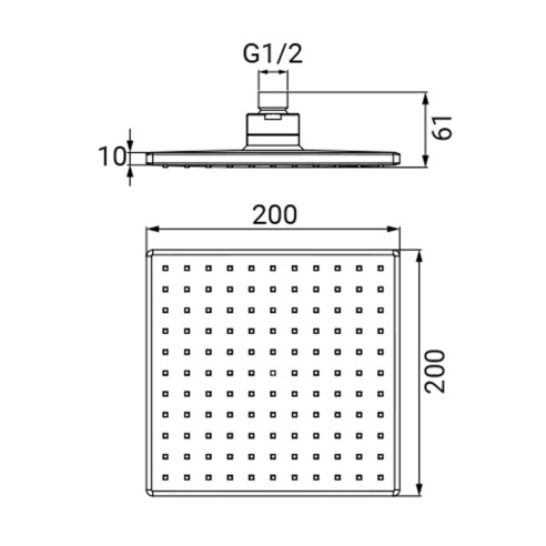 Soffione doccia Windjet quadro in ABS cromato, 20x20 cm