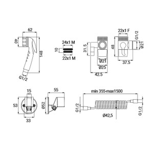 Kit duplex Sally con aeratore e deviatore bianco Idro-Bric 2