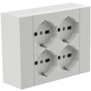 Multipresa da esterno Quadra con 4 schuko P40 per scatole 3 moduli 22016 Electraline 8011439220169