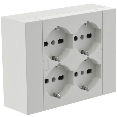 Multipresa da esterno Quadra con 4 schuko P40 per scatole 3 moduli 22016 Electraline 8011439220169
