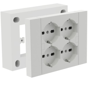 Multipresa da esterno Quadra con 4 schuko P40 per scatole 3 moduli 22016 Electraline 8011439220169 2