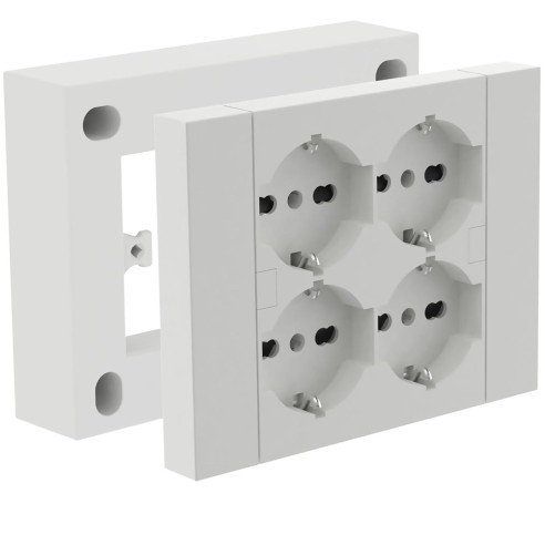 Multipresa da esterno Quadra con 4 schuko P40 per scatole 3 moduli 22016 Electraline 8011439220169 con scatola da muro